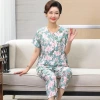 A 25-year new style of pajamas, short-sleeved shirts, long pants, full-body cotton and silk home wear, floral button cardigan set for middle-aged and elderly mothers details Picture